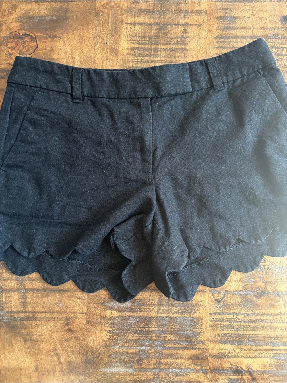 J Crew Black Scallop Hem Women's Shorts